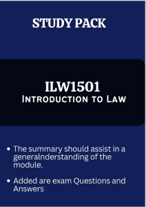 ILW1501: Introduction to law Pack - StudyPass