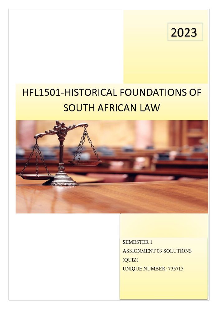 HFL1501 ASSIGNMENT 03 SOLUTIONS , SEMESTER 1 , 2023(TO BE USED AS A GUIDELINE)