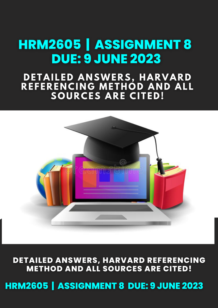 HRM2605 Assignment 8 Due 9 June 2023 | Detailed answers, Harvard referencing method and all sources are cited!
