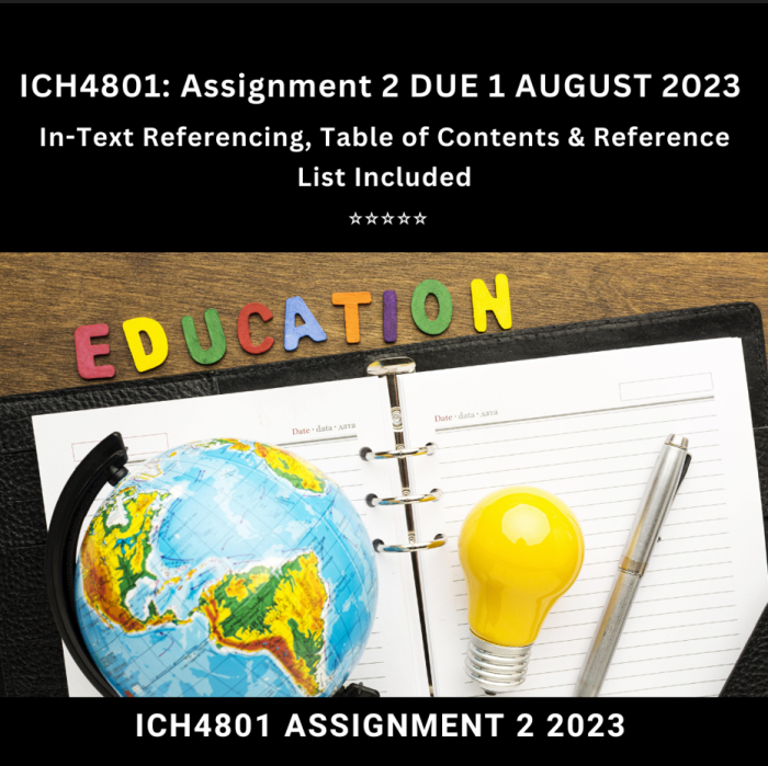 ICH4801 Assignment 2 2023 | Due 1 August 2023 | In-Text Referencing, Table of Contents, and Reference List Included!