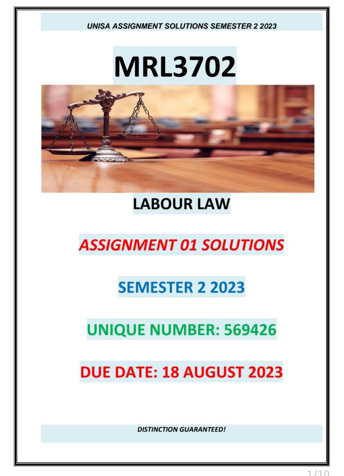 MRL3702 ASSIGNMENT 01 MEMO SEMESTER 2 2023