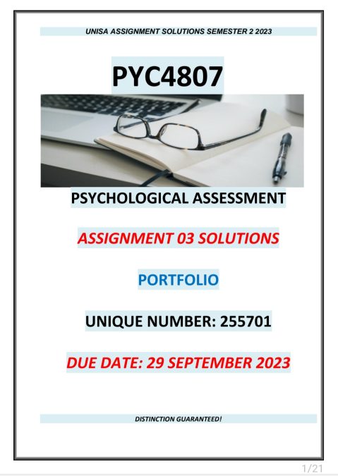 PYC4807 ASSIGNMENT 03 MEMO (255701)-PORTFOLIO DUE DATE: 29 SEPTEMBER ...
