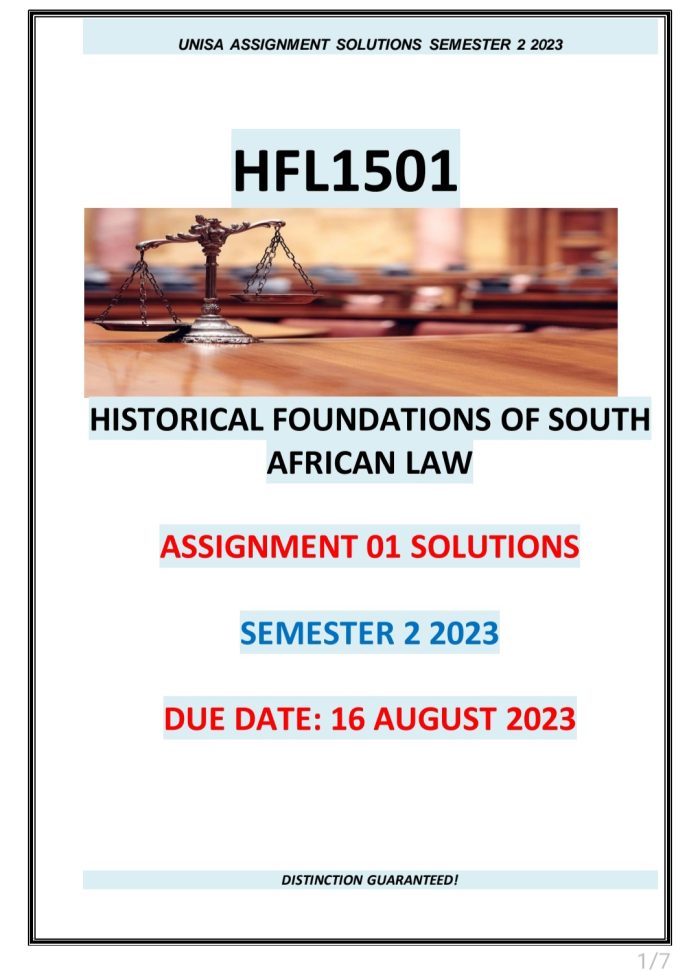 HFL1501 ASSIGNMENT 01 MEMO SEMESTER 2 2023