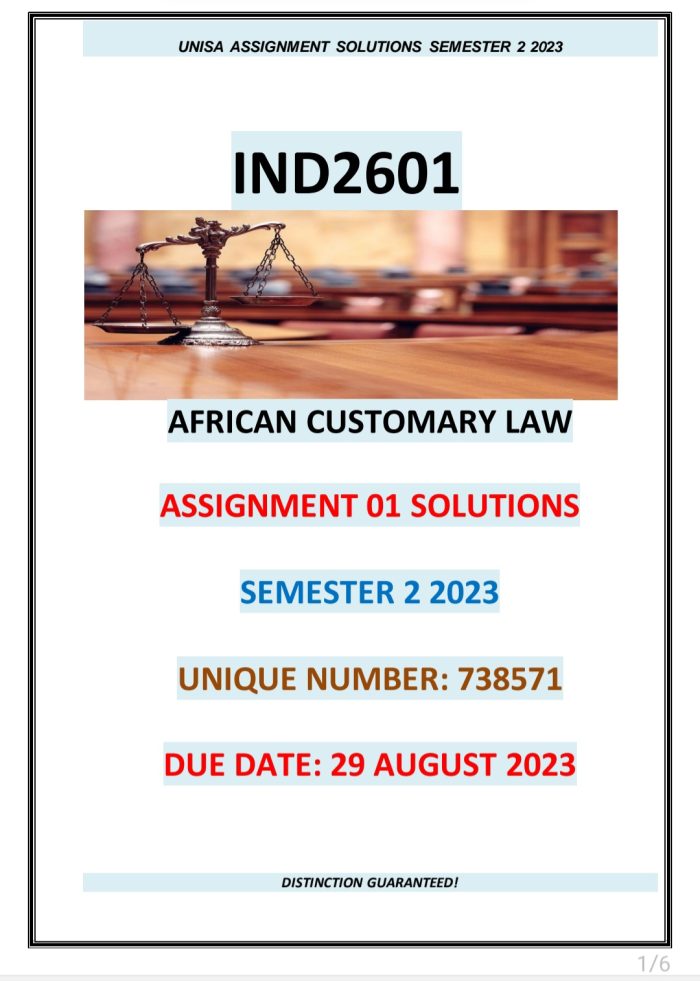 IND2601 ASSIGNMENT 01 MEMO SEMESTER 2 2023