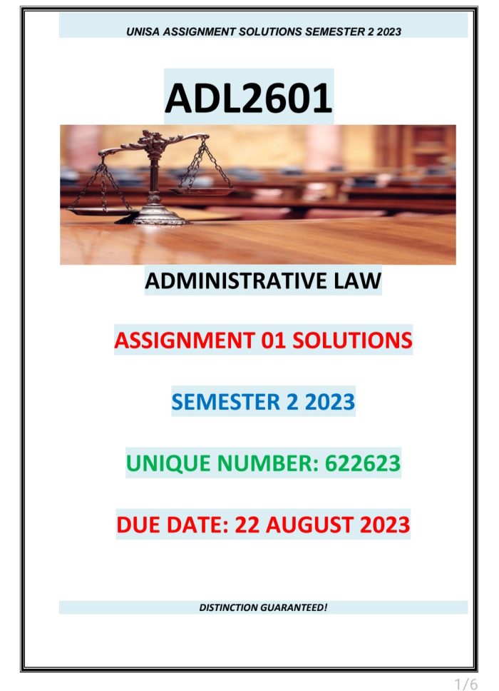 ADL2601 ASSIGNMENT 01 MEMO SEMESTER 2 2023