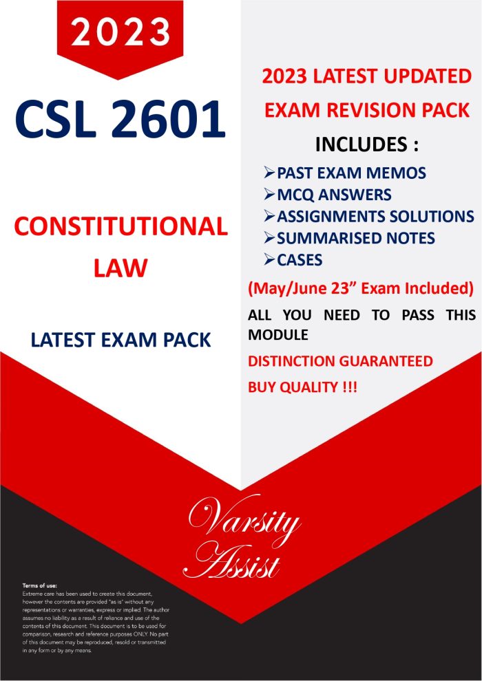 CSL2601 – “2023” Exam Pack(This is the latest pack updated for Oct 2023 Exams) ⭐⭐⭐⭐⭐(Mcq/Past Memos/ Assignments/Notes)Searchable doc(BuyQuality!!!)💯