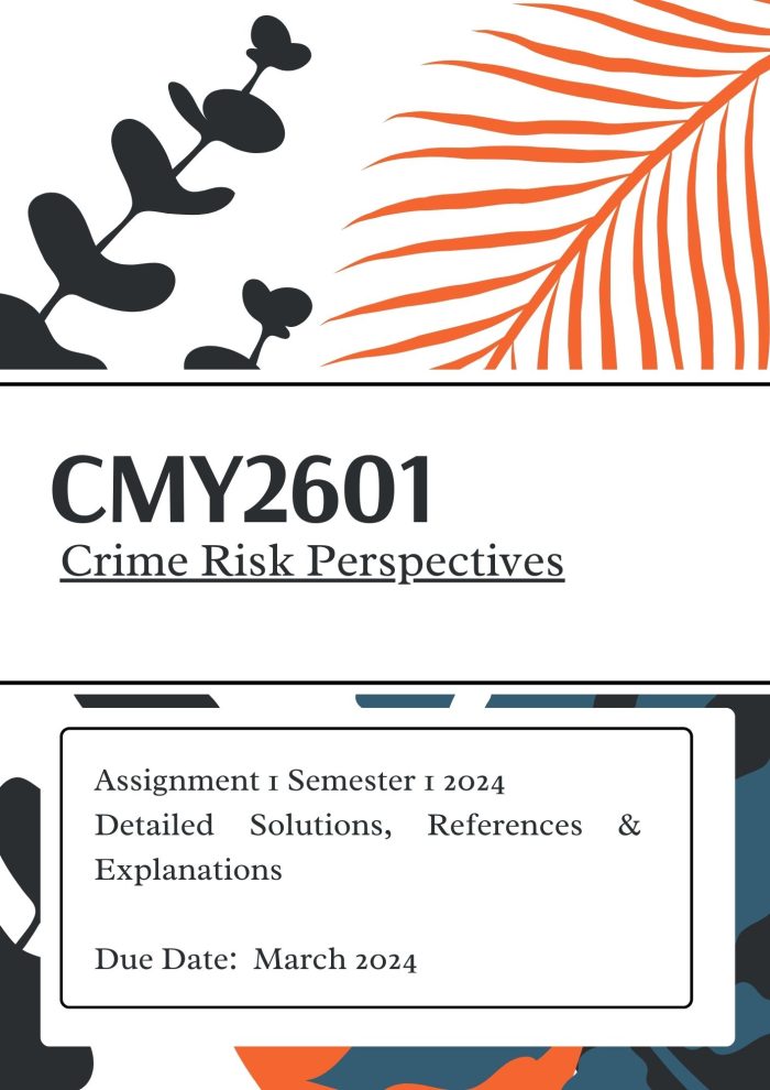 CMY2601 Assignment 1 Semester 1 2024 Detailed Solutions, References & Explanations -- Due Date: March 2024 (Complete Answers) 🌟🌟🌟🌟🌟