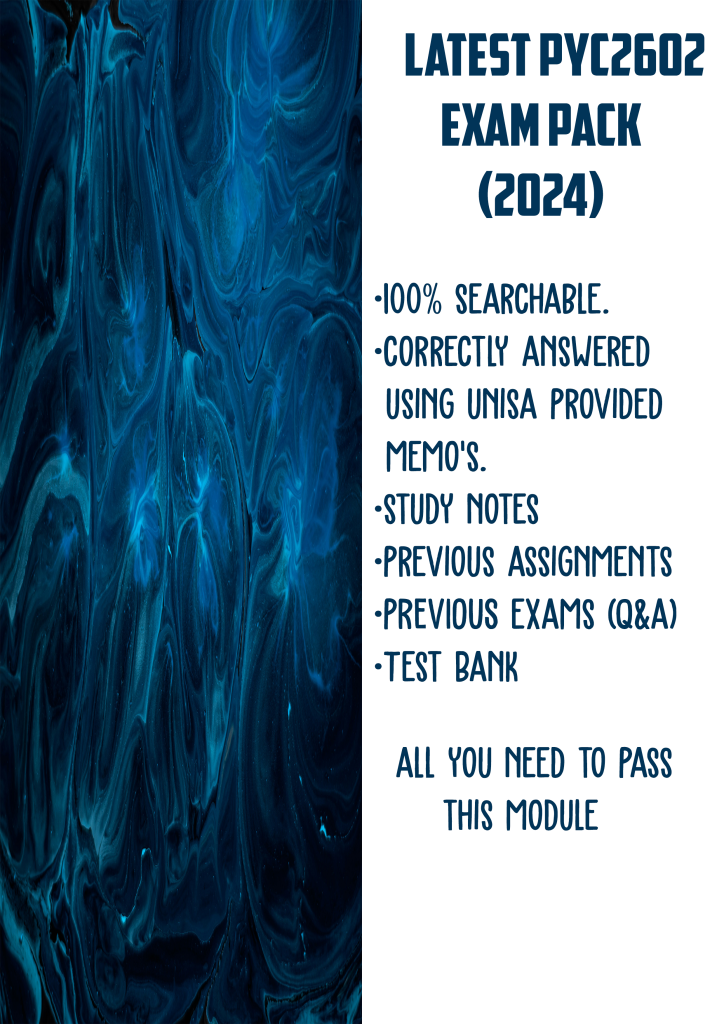 Latest Pyc2602 Exam Pack 2024 Studypass