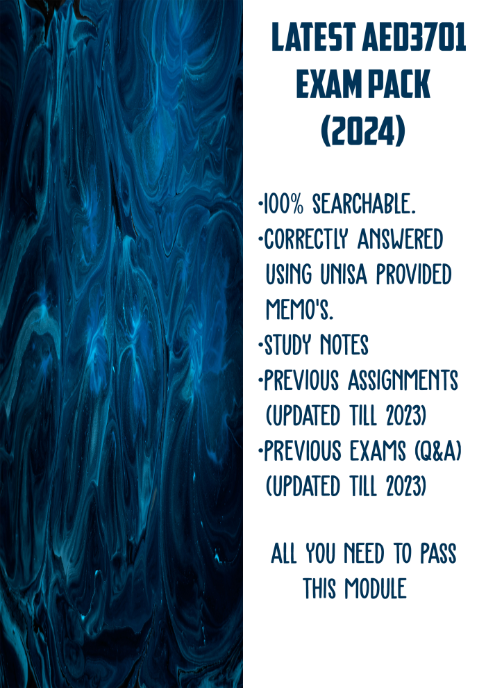 AED3701 Latest Exam Pack 2024