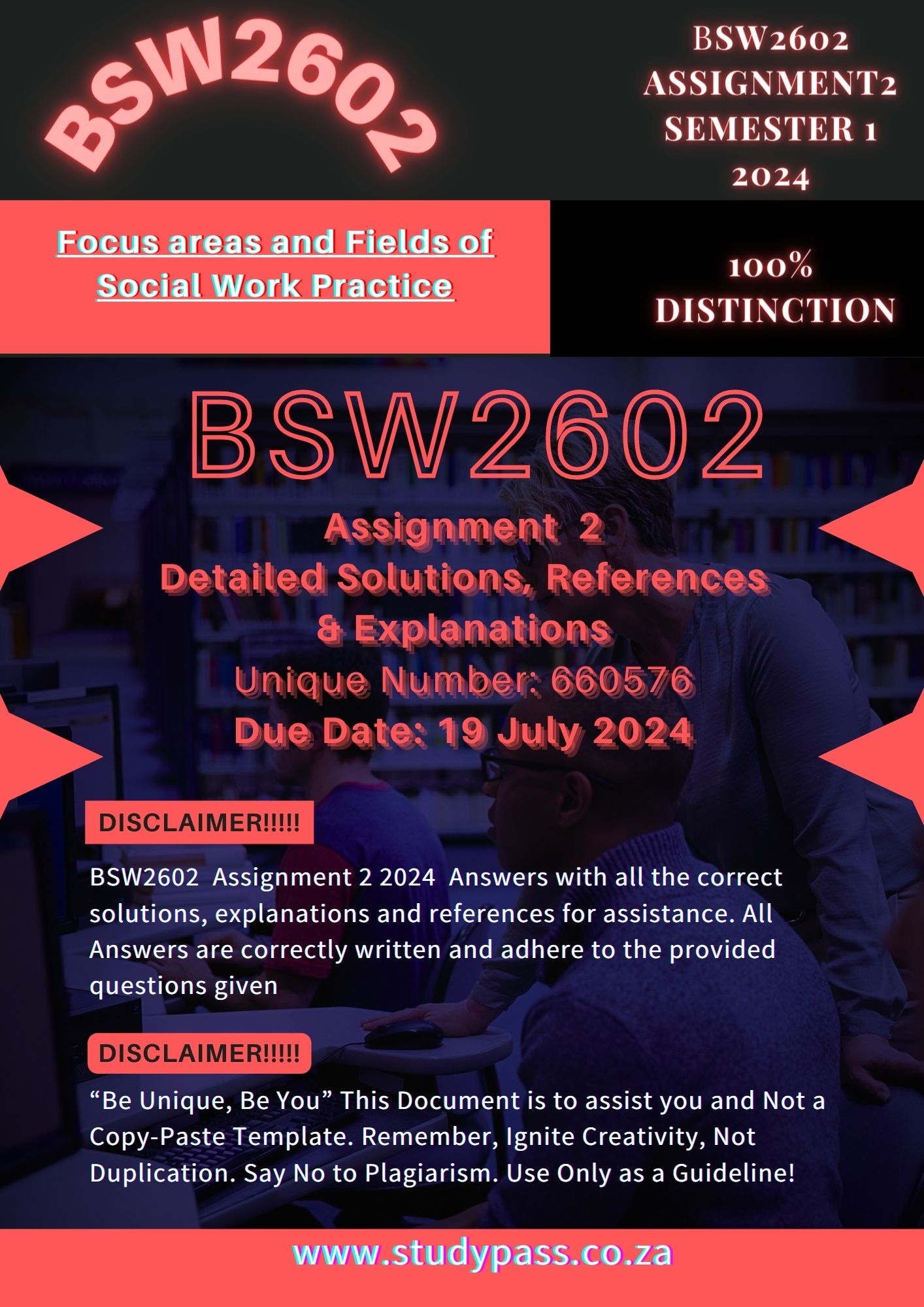 BSW2602 Assignment 02 2024 : Detailed Solutions, References and Explanations : Unique Number: 660576 (Due Date: 19 July 2024)๐๐๐๐๐