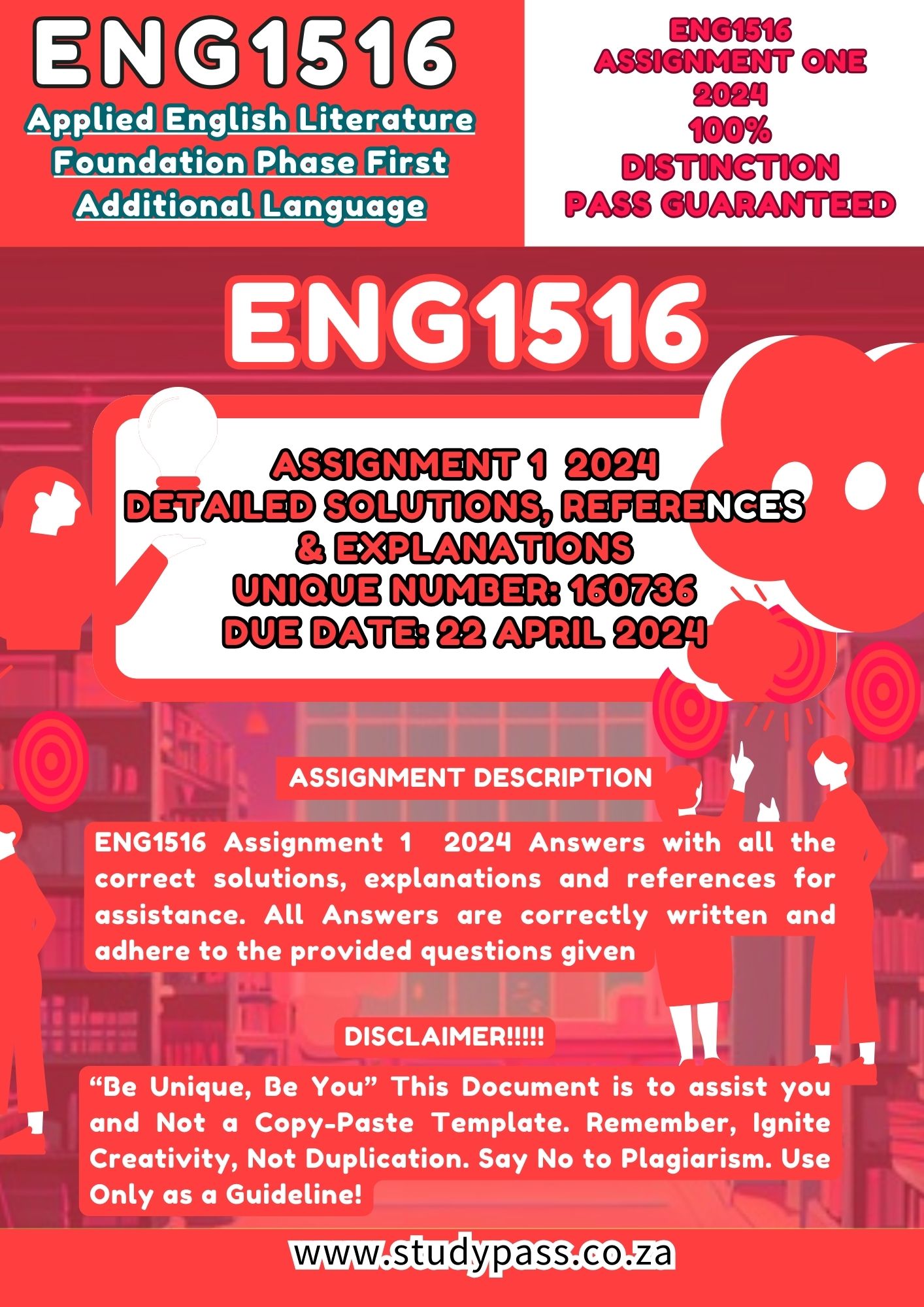 ENG1516 Assignment 1 2024 Detailed Solutions, References & Explanations Unique number: 160736 (Due Date: 22 April 2024) {StudyPass: Dedicated To Students} 💯