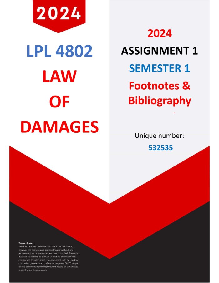 LPL4802 - 2024 -Semester 1 - Assignment 1 (Due 28 March 2024) Footnotes & Bibliography⭐⭐⭐⭐⭐
