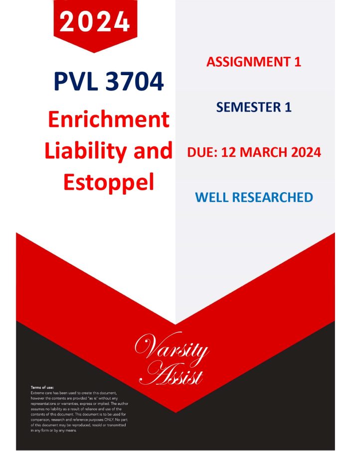 PVL3704 "2024" Assignment 1 -Due 12 March 2024 (Semester 1) ⭐⭐⭐⭐⭐Well Researched !! Buy Quality