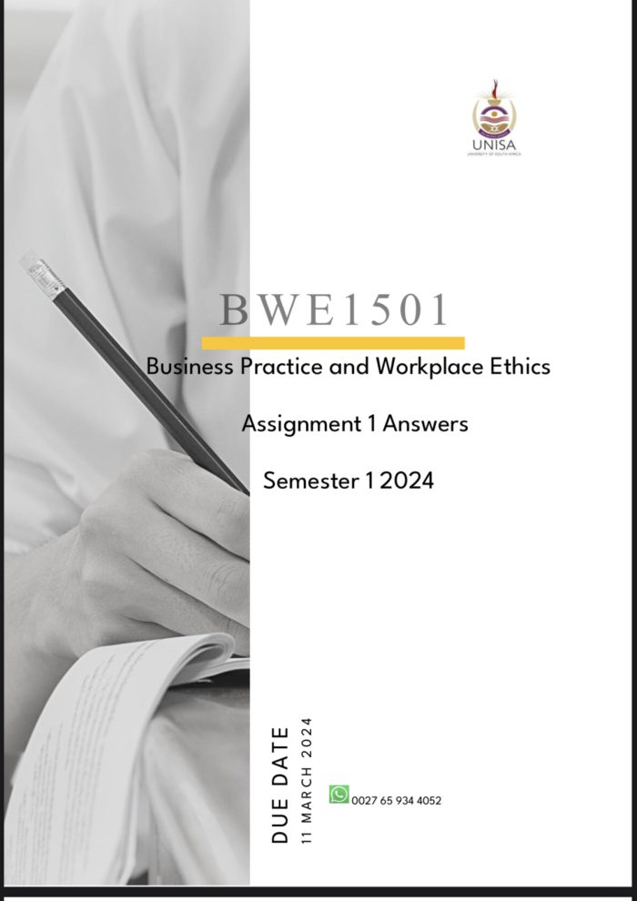BWE1501 ASSIGNMENT 01 SOLUTIONS ,SEMESTER 1 ,2024