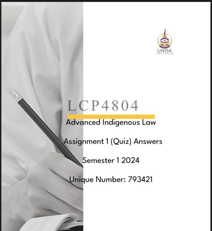 LCP4804 ASSIGNMENT 01 SOLUTIONS,SEMESTER 1 ,2024
