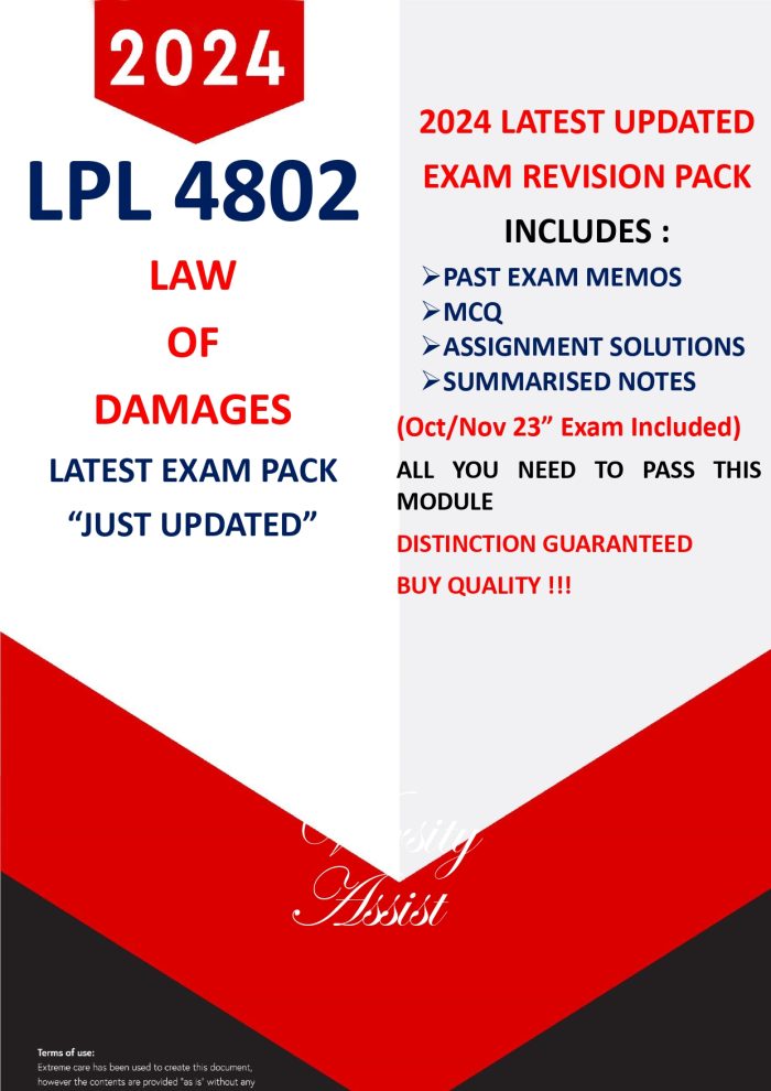 LPL4802 - “2024” Latest Updated Exam Pack⭐⭐⭐⭐⭐ - Past Memos (Inc. Oct/Nov 2023 Exam ) Assignment Solutions/Notes/Mcq (Buy Quality!!)Searchable doc💯