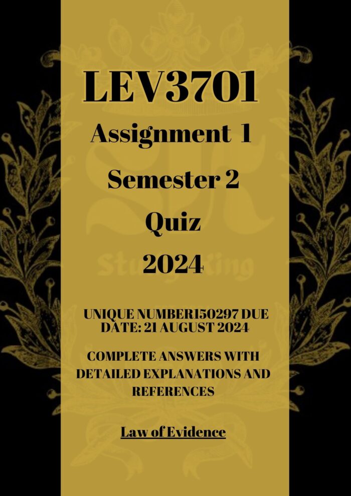 LEV3701 Assignment 1 Semester 2 2024 QUIZ [Due Date 21 August 2024]
