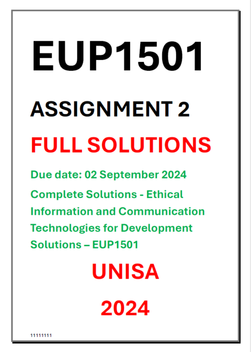 EUP1501-MS Word Assessment 2 - Complete Solutions UNISA 2024 Due date ...