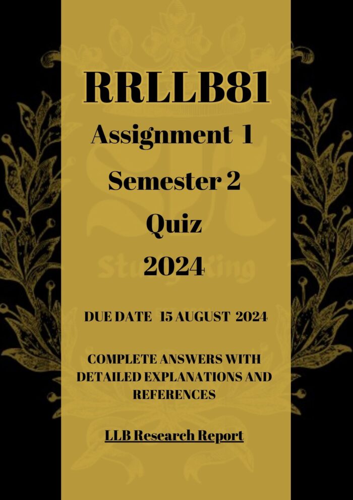 RRLLB81 Assignment 1 Semester 2 2024 QUIZ [Due Date 15 August 2024]