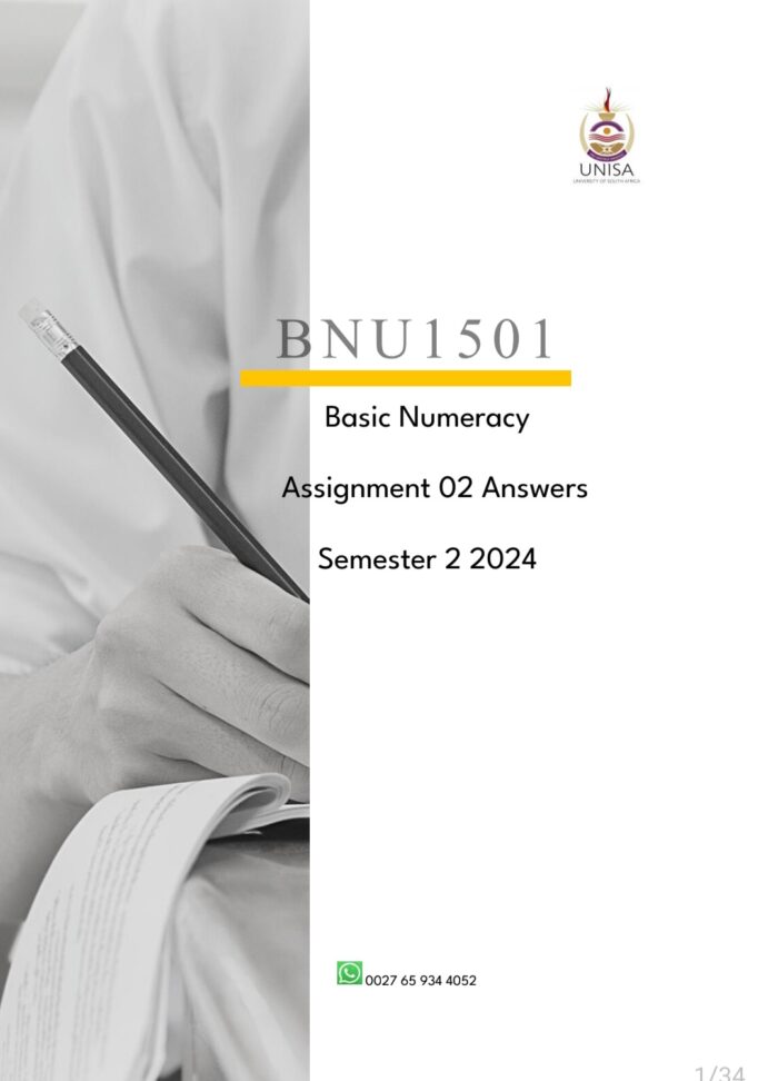 BNU1501 Assignment 02 Answers Semester 2 2024