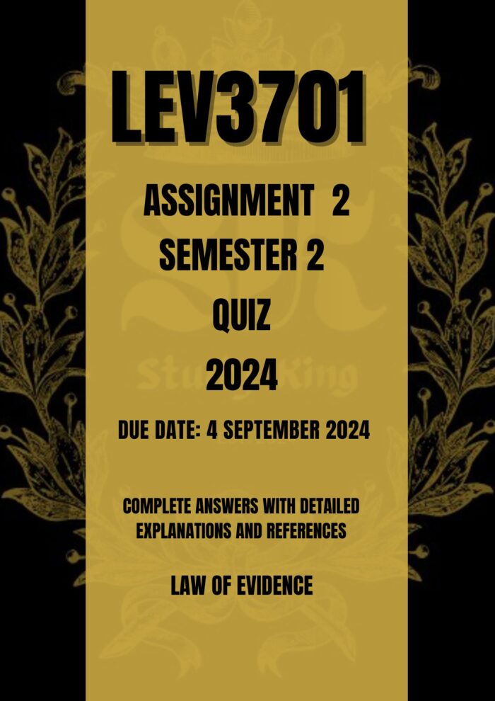 LEV3701 Assignment 2 Semester 2 2024 Quiz Answers [Due Date 4 September 2024]