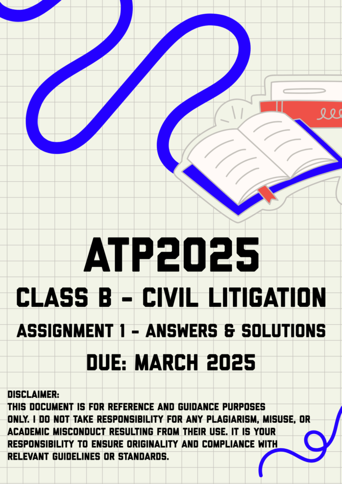 ATP2025 Civil Litigation - Assignment 1 Memo | Due March 2025