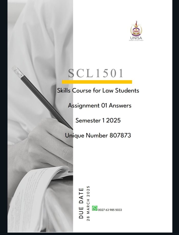 SCL1501 Assignment 01 Solutions ,Semester 1 ,2025
