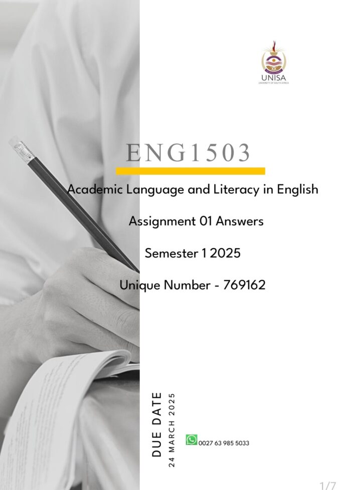 ENG1503 Assignment 01 Answers Semester 1 2025