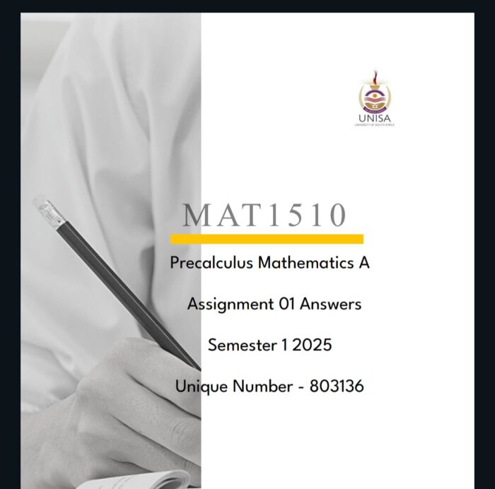 MAT1510Assignment 01 Solutions ,Semester 1 ,2025