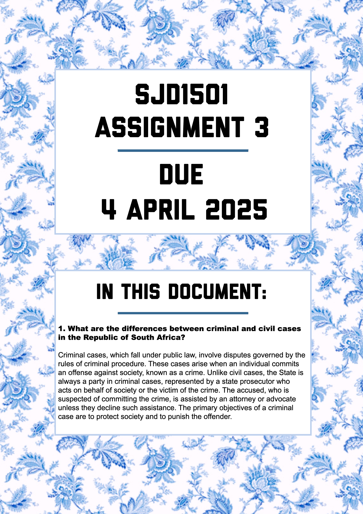 SJD1501 ASSIGNMENT 3 SEMESTER 1 2025 – FULLY ANSWERED