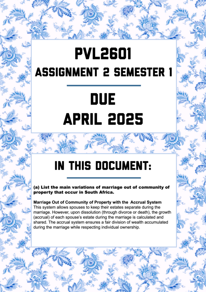PVL2601 ASSIGNMENT 2 SEMESTER 1 - FULLY ANSWERED