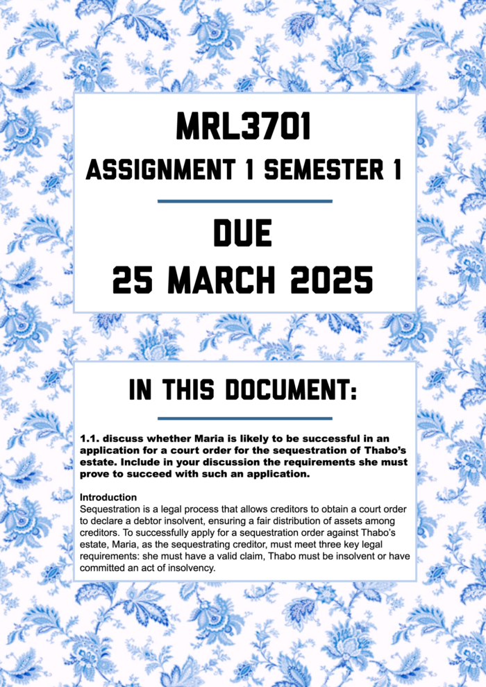 MRL3701 Assignment 1