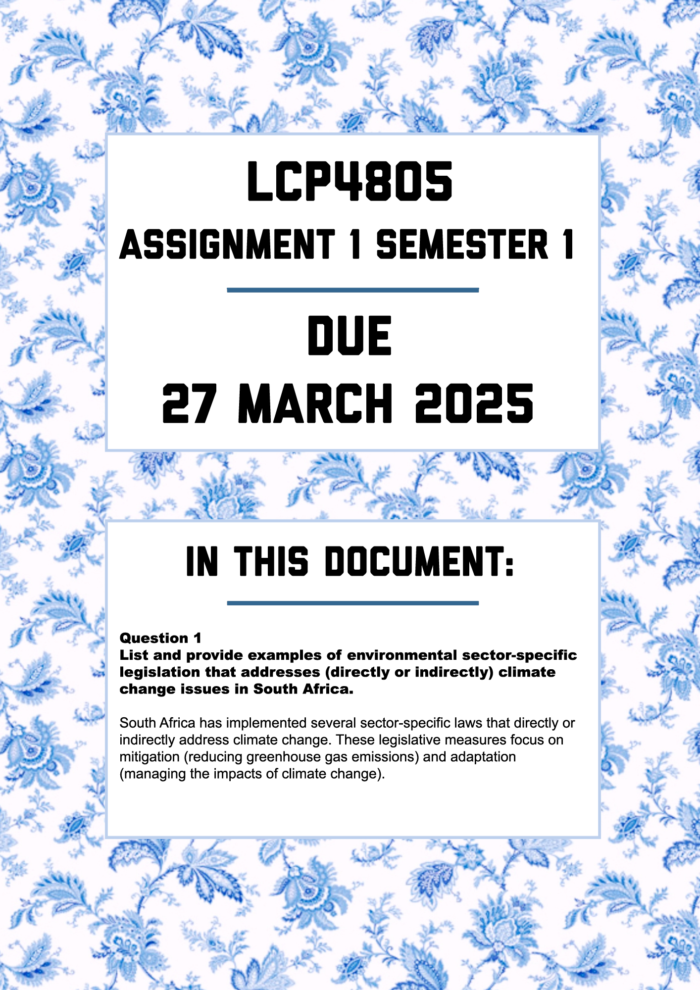 LCP4805 ASSIGNMENT 1 SEMESTER 1 2025 - FULLY ANSWERED