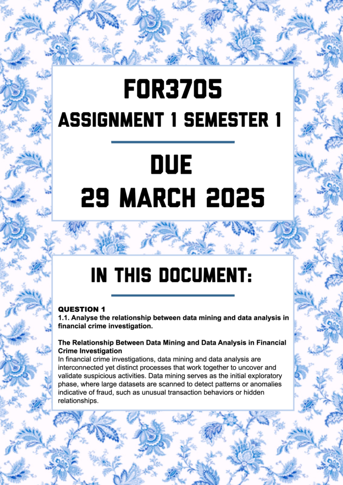 FOR3705 ASSIGNMENT 1 SEMESTER 1 2025 - FULLY ANSWERED