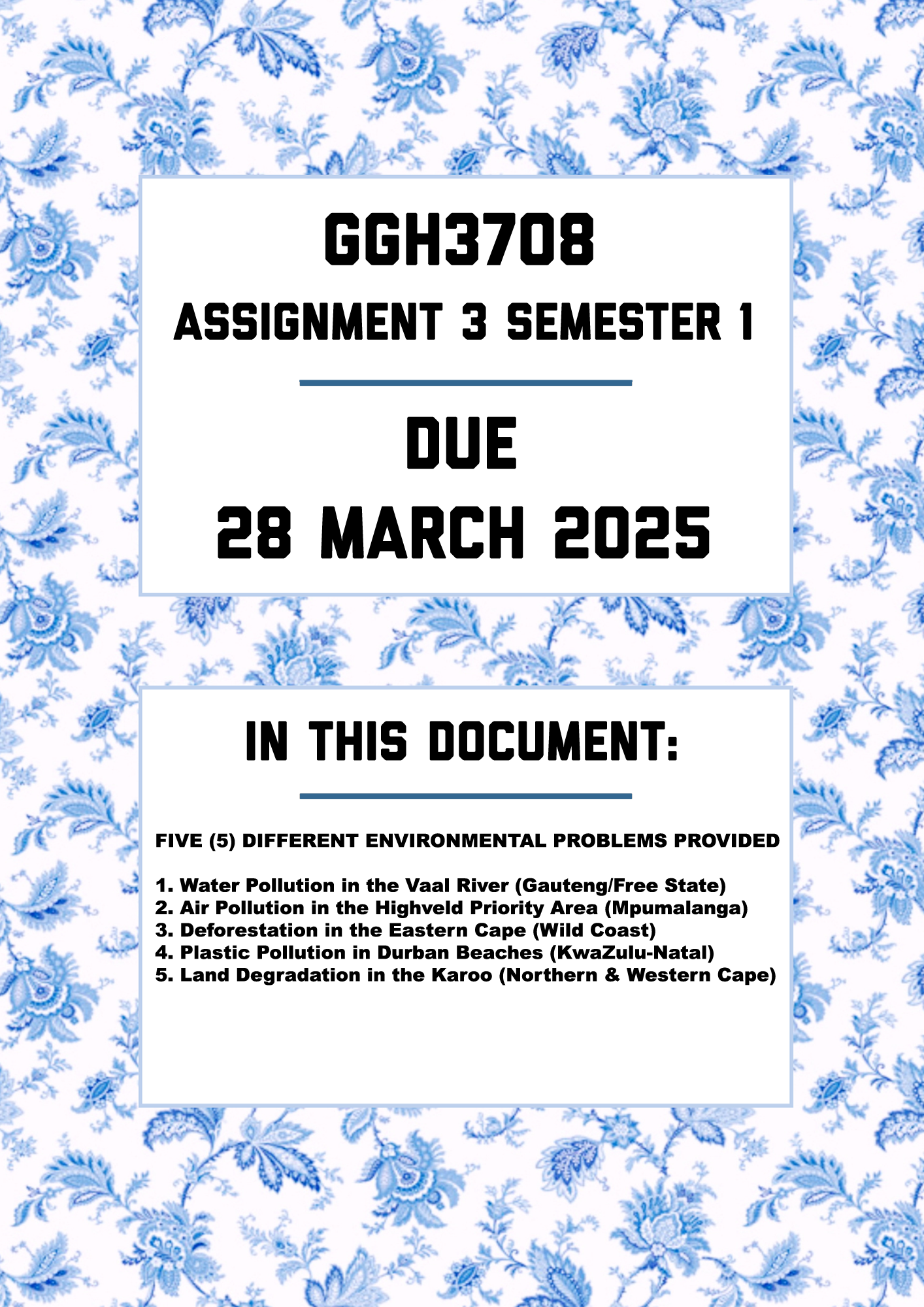 GGH3708 ASSIGNMENT 3 SEMESTER 1 2025 - FULLY ANSWERED