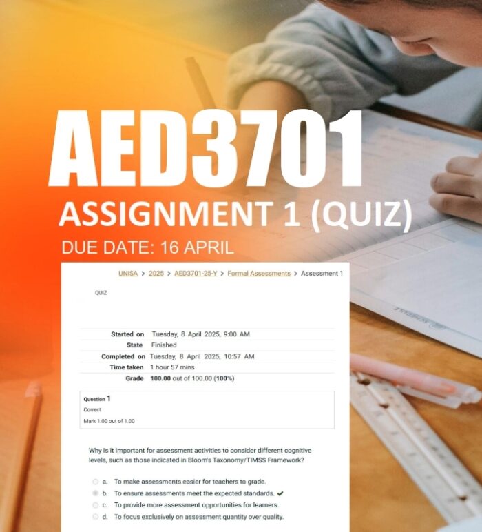 AED3701 Assignment 1 2025 (Quiz) Due 16 April 2025