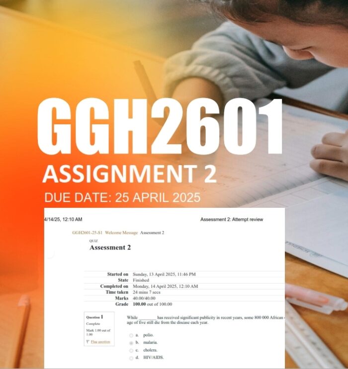 GGH2601 Assignment 2 2025 (Quiz) - Due 25 April 2025