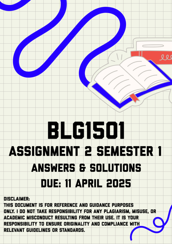 BLG1501 Assignment 2 Semester 1 Memo | Due 11 April 2025