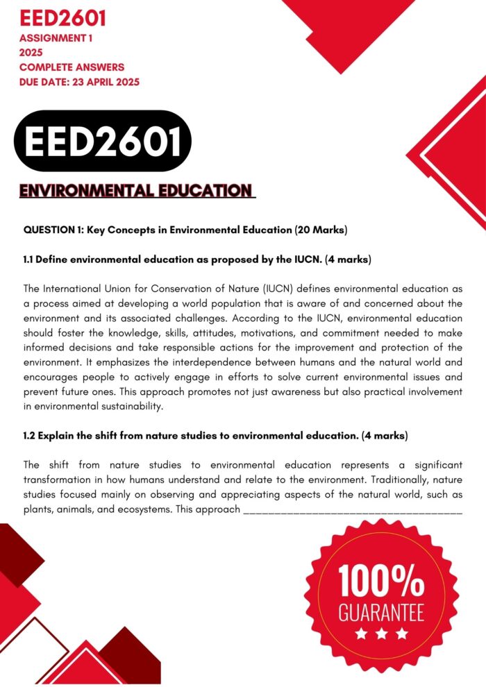 EED2601 Assignment 1 2025 Well Written Answers: Due Date (23 April 2025)