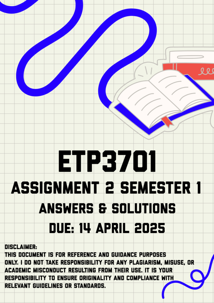 ETP3701 Assignment 2 Semester 1 Memo | Due 14 April 2025