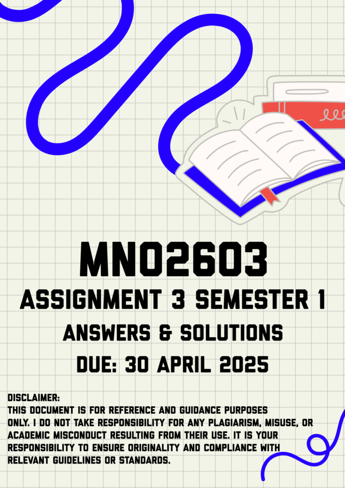 MNO2603 Assignment 3 Semester 1 Memo | Due 30 April 2025