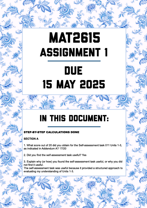 MAT2615 Assignment 1
