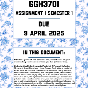GGH3701 ASSIGNMENT 1 SEMESTER 1 2025 - FULLY ANSWERED