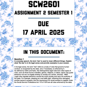 SCW2601 ASSIGNMENT 2 SEMESTER 1 2025 - FULLY ANSWERED