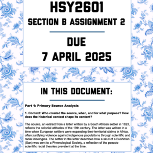 HSY2601 SECTION B ASSIGNMENT 2 2025 - FULLY ANSWERED