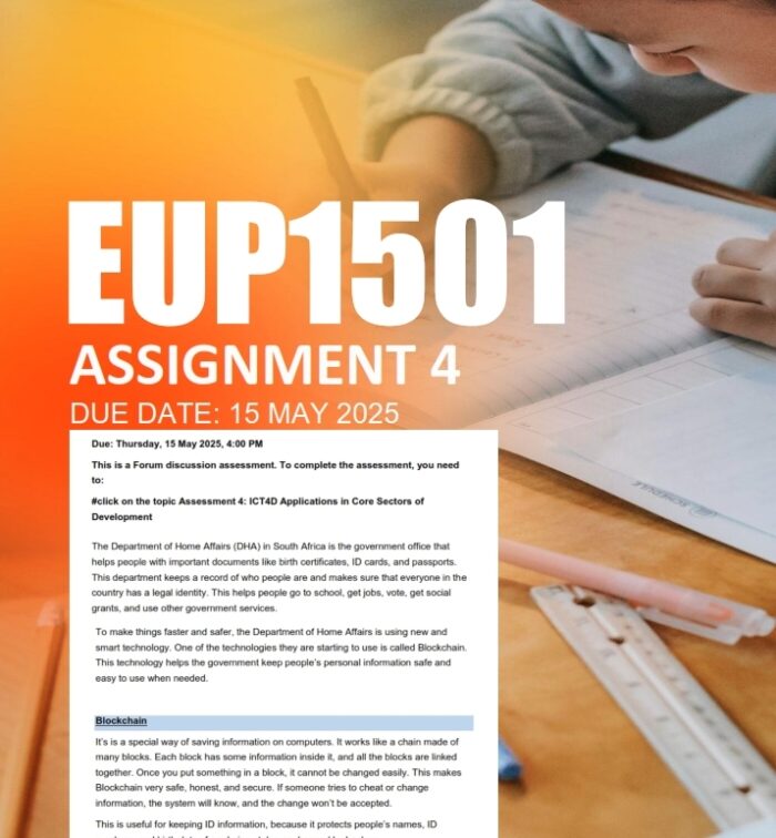 EUP1501 Assignment 4 2025 - Due 15 May 2025