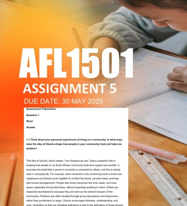 AFL1501 Assignment 5 2025 - Due 30 May 2025 - StudyPass