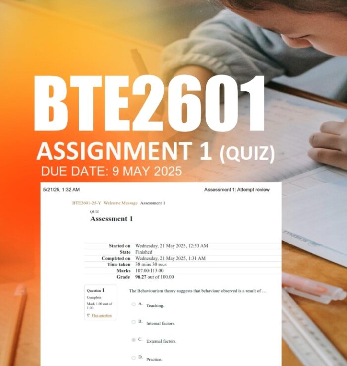 BTE2601 Assignment 1 2025 (Quiz)- Due 28 May 2025