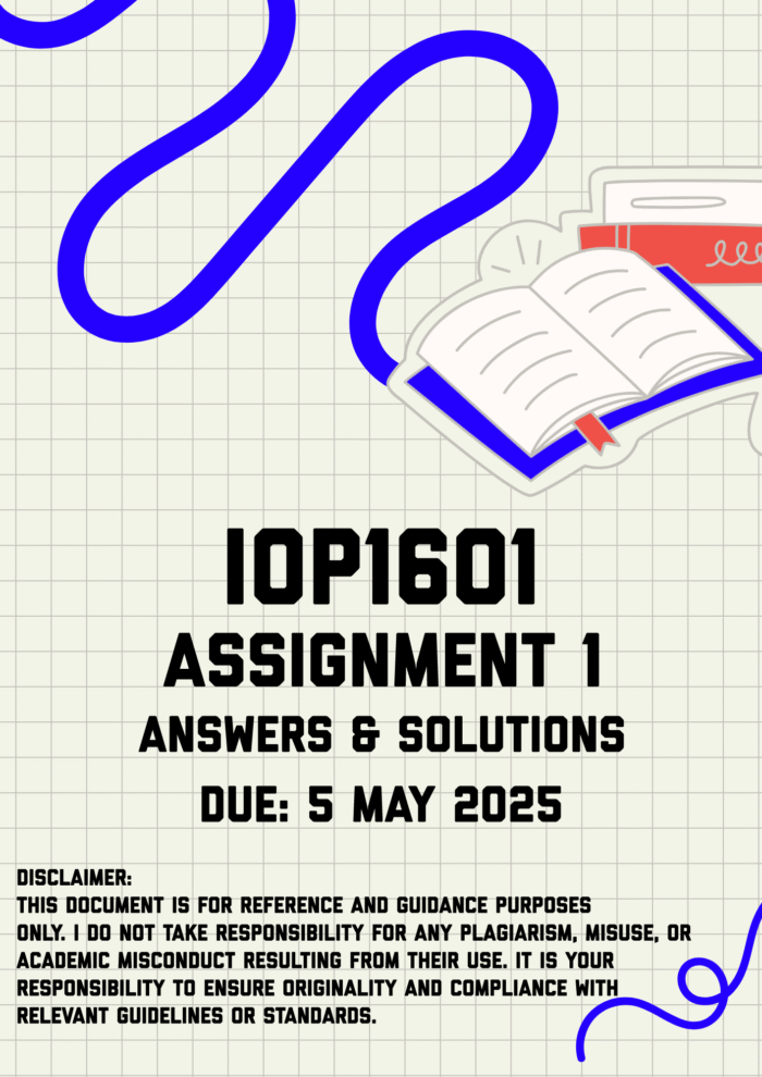 IOP1601 Assignment 1 Memo | Due 5 May 2025