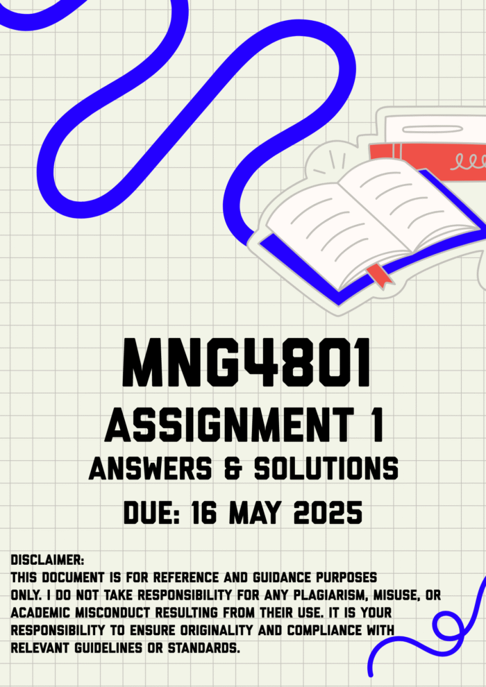 MNG4801 Assignment 1 Memo | Due 16 May 2025